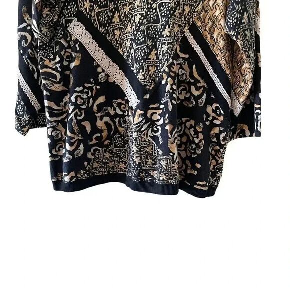 Womens’ Multicolor Black Brown Lace Oversized Boxy Lagenlook Blouse SZ 1X - Picture 5 of 9